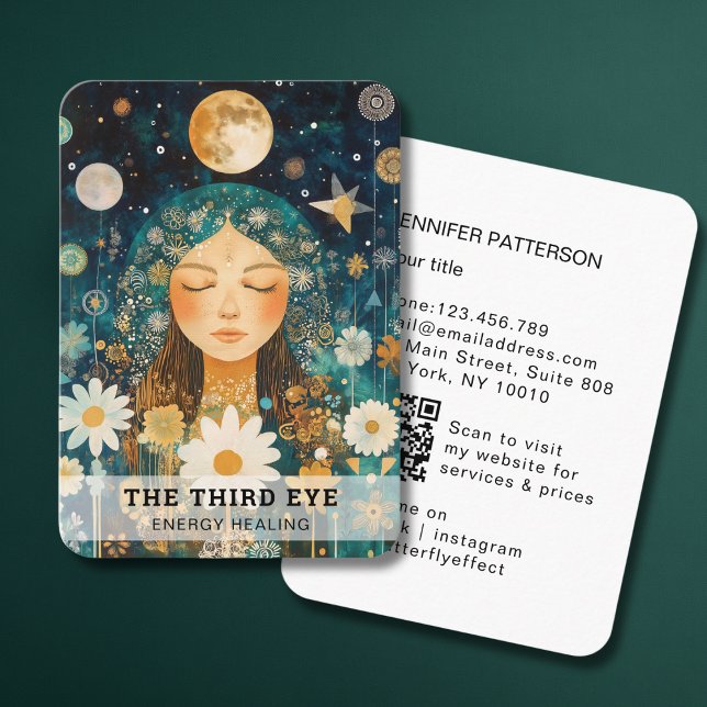 Woman Illustration QR-Code Energy Reiki Spirituell Business Card (Woman Illustration QR-Code Energy Reiki Spirituell Business Card)
