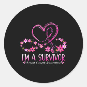 Woman I'm A Survivor Breast Cancer Awareness Pink  Classic Round Sticker