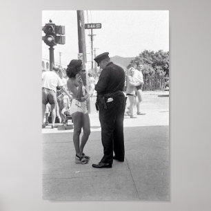 Woman in a Bathing Suit Getting a Ticket Poster