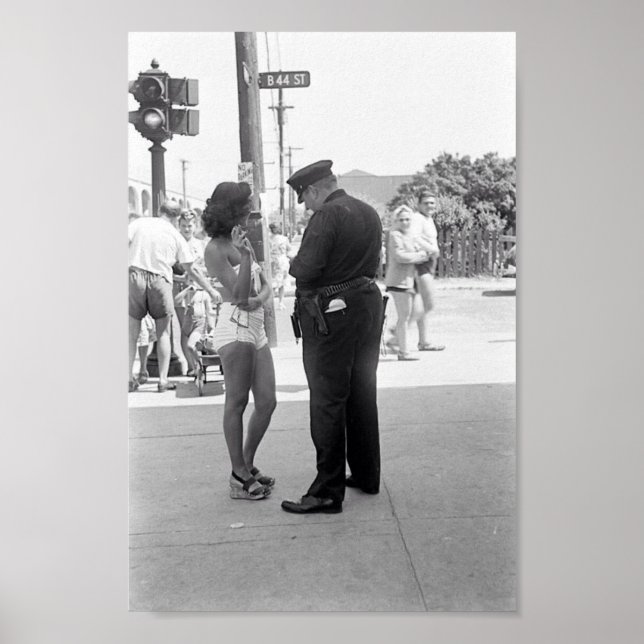 Woman in a Bathing Suit Getting a Ticket Poster (Front)