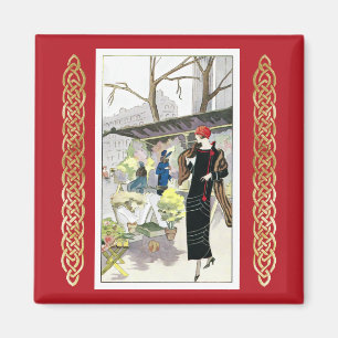 Woman in a black velvet business dress (1924) magnet