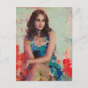 Woman in a Blue Dress Postcard