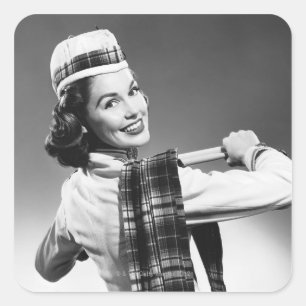 Woman in a Cap Square Sticker