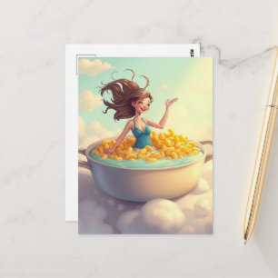 woman in a casserole dish pool postcard