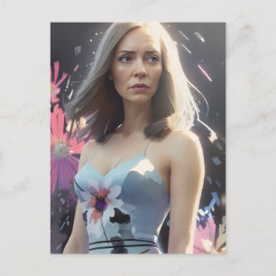 Woman in a Floral Dress Postcard