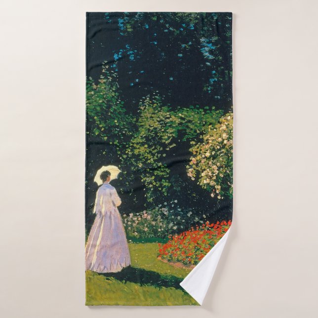 Woman in a Garden, Monet Bath Towel (Bath Towel)