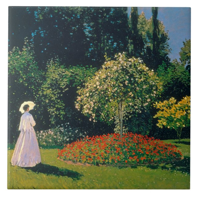 Woman in a Garden, Monet Ceramic Tile (Front)