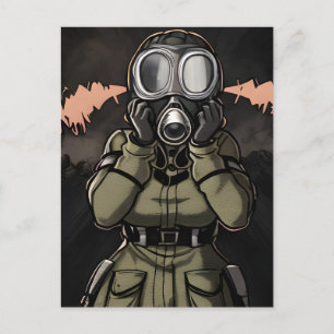 Woman in a Gas Mask Postcard