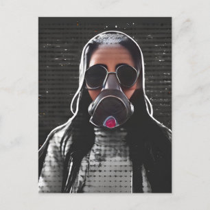 Woman in a Gas Mask Postcard