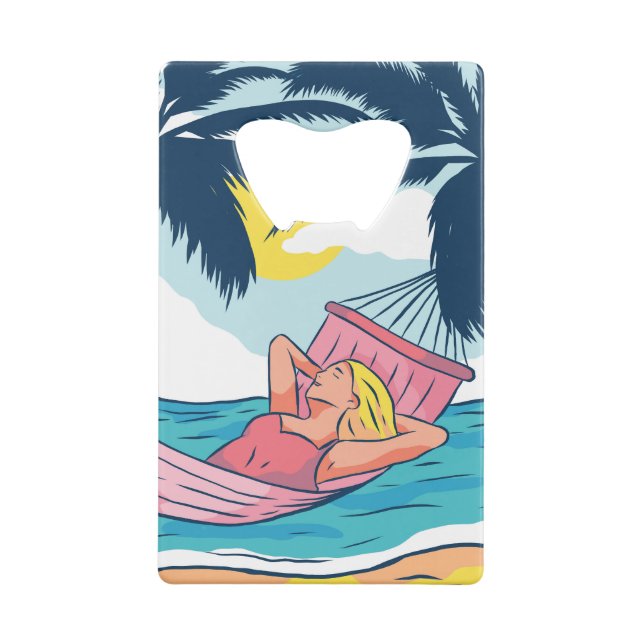 Woman in a Hammock at Beach (Back)