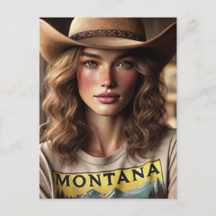 Woman in a Montana tshirt Postcard