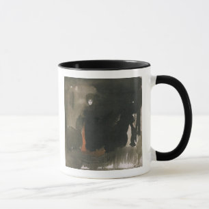 Woman in a red dress (w/c on paper) mug