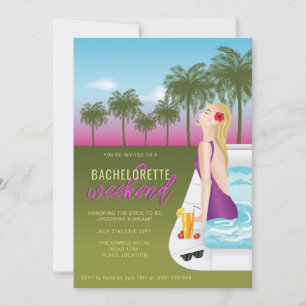 Woman In A Swimming Pool Bachelorette Weekend Trip Invitation