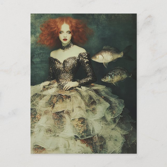 Woman in a Tulle and Fishscale Dress Fantasy Postcard (Front)