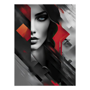 Woman in Abstract Layers Poster