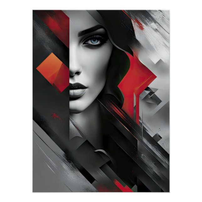 Woman in Abstract Layers Poster (Front)