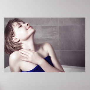 Woman in bathroom poster