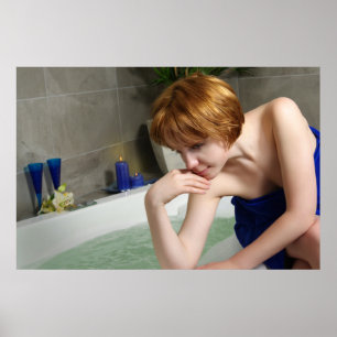 Woman in bathroom poster