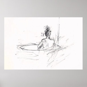 Woman in Bathtub Sketch - Poster