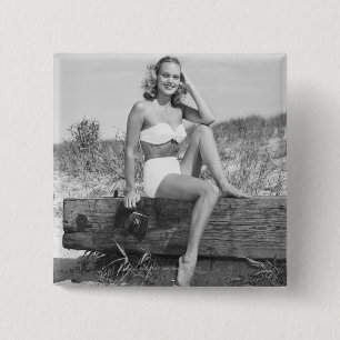 Woman in Bikini 15 Cm Square Badge