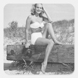 Woman in Bikini Square Sticker