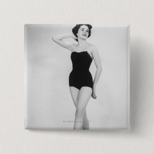Woman in Black Corset 15 Cm Square Badge
