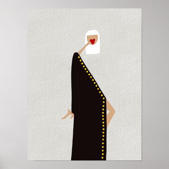 Woman in Black Glamour Fashion Illustration Poster (Front)