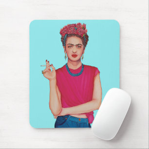 Woman in blue jeans oil painting mouse pad