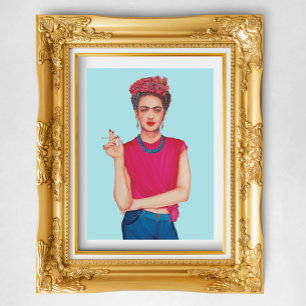 Woman in blue jeans oil painting poster
