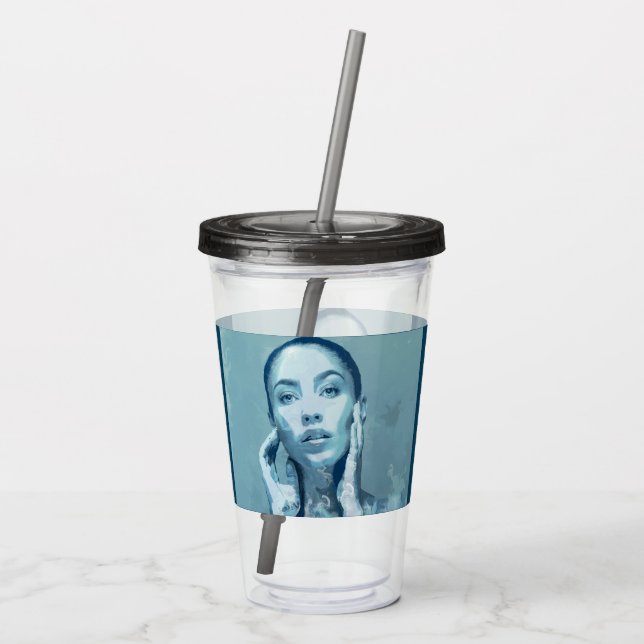 "Woman in Blue" Premium Canvas Acrylic Tumbler (Back)