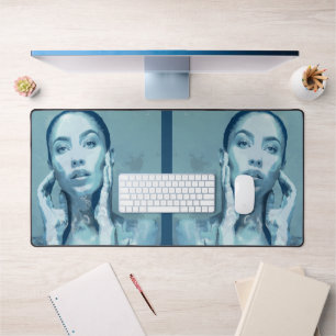 "Woman in Blue" Premium Canvas Desk Mat