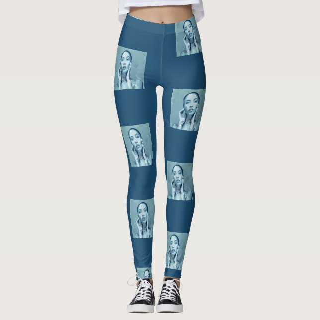 "Woman in Blue" Premium Canvas Leggings (Front)