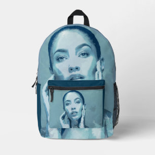 "Woman in Blue" Premium Canvas Printed Backpack