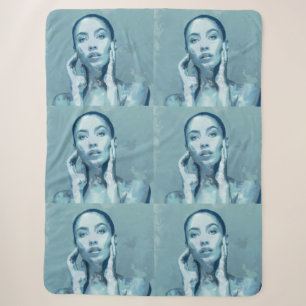 "Woman in Blue" Premium Canvas Sherpa Blanket