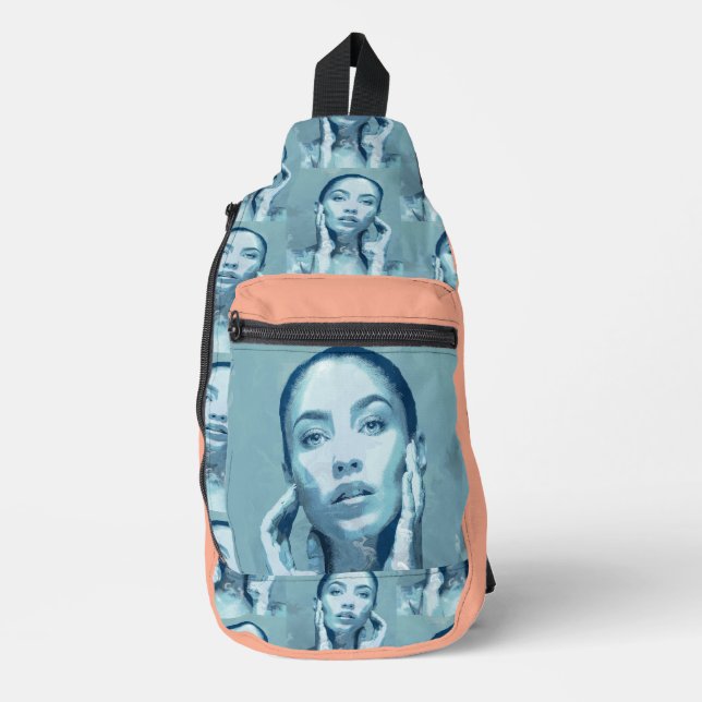 "Woman in Blue" Premium Canvas Sling Bag (Front)