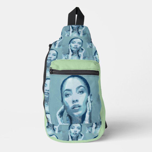 "Woman in Blue" Premium Canvas Sling Bag (Front)