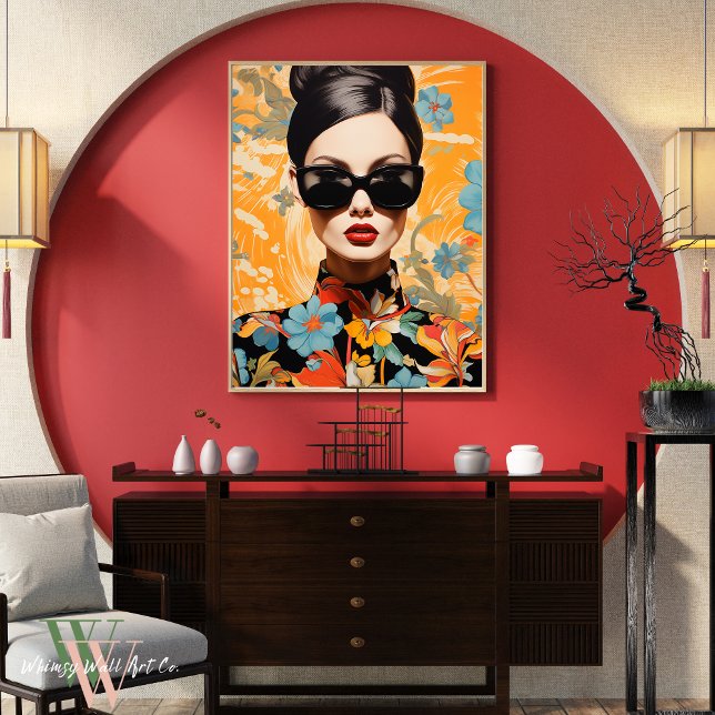 Woman in Bold Colour Print Maximalist Art (Creator Uploaded)