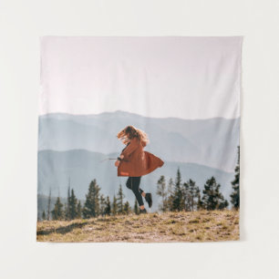 Woman in brown coat tapestry