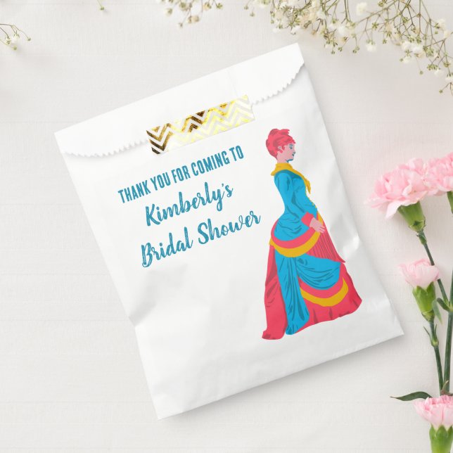 Woman in Bustle Dress Personalised Bridal Shower Favour Bag (Sealed)