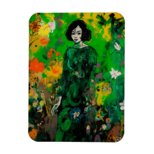 woman in colourful field  magnet