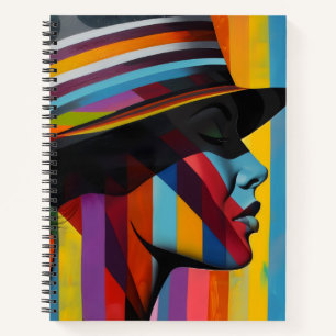 Woman in Colourful Hat 2 Striking silhouette Notebook