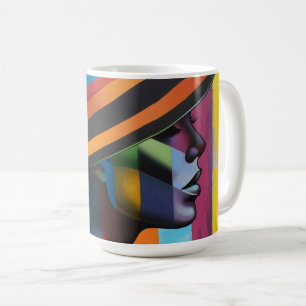 Woman in Colourful Hat 4 Striking silhouette Coffee Mug