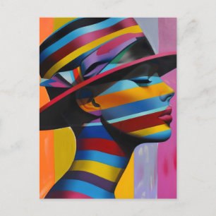 Woman in Colourful Hat 6 Striking silhouette Postcard