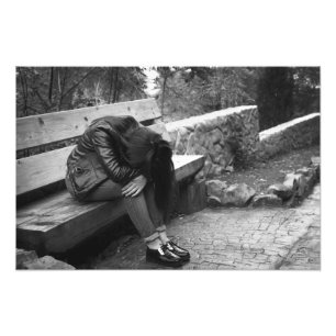 Woman in depression photo print