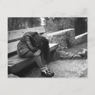 Woman in depression postcard