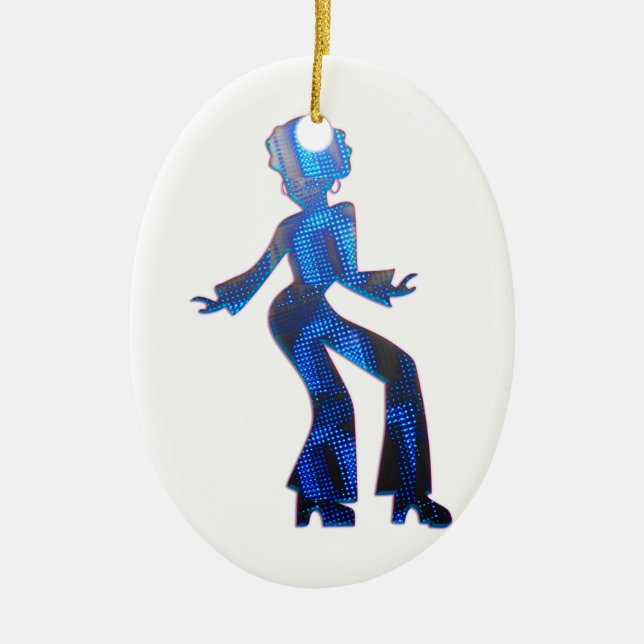 Woman in Disco Ceramic Ornament (Front)