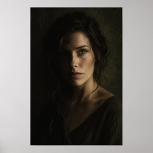 Woman in Dramatic Half Light Portrait Wall Art