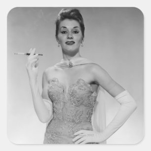 Woman in Dress Square Sticker