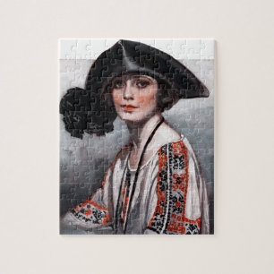 Woman in Embroidered Blouse Jigsaw Puzzle