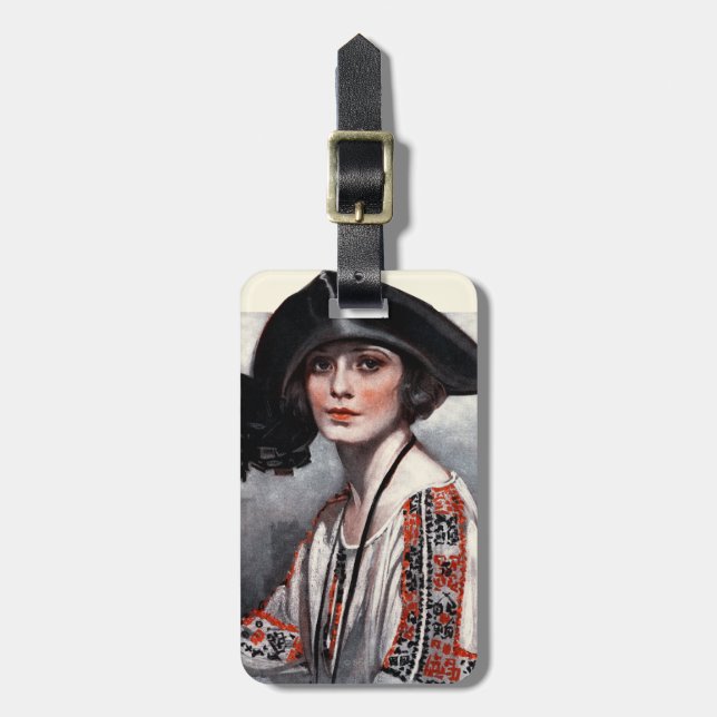 Woman in Embroidered Blouse Luggage Tag (Front Vertical)